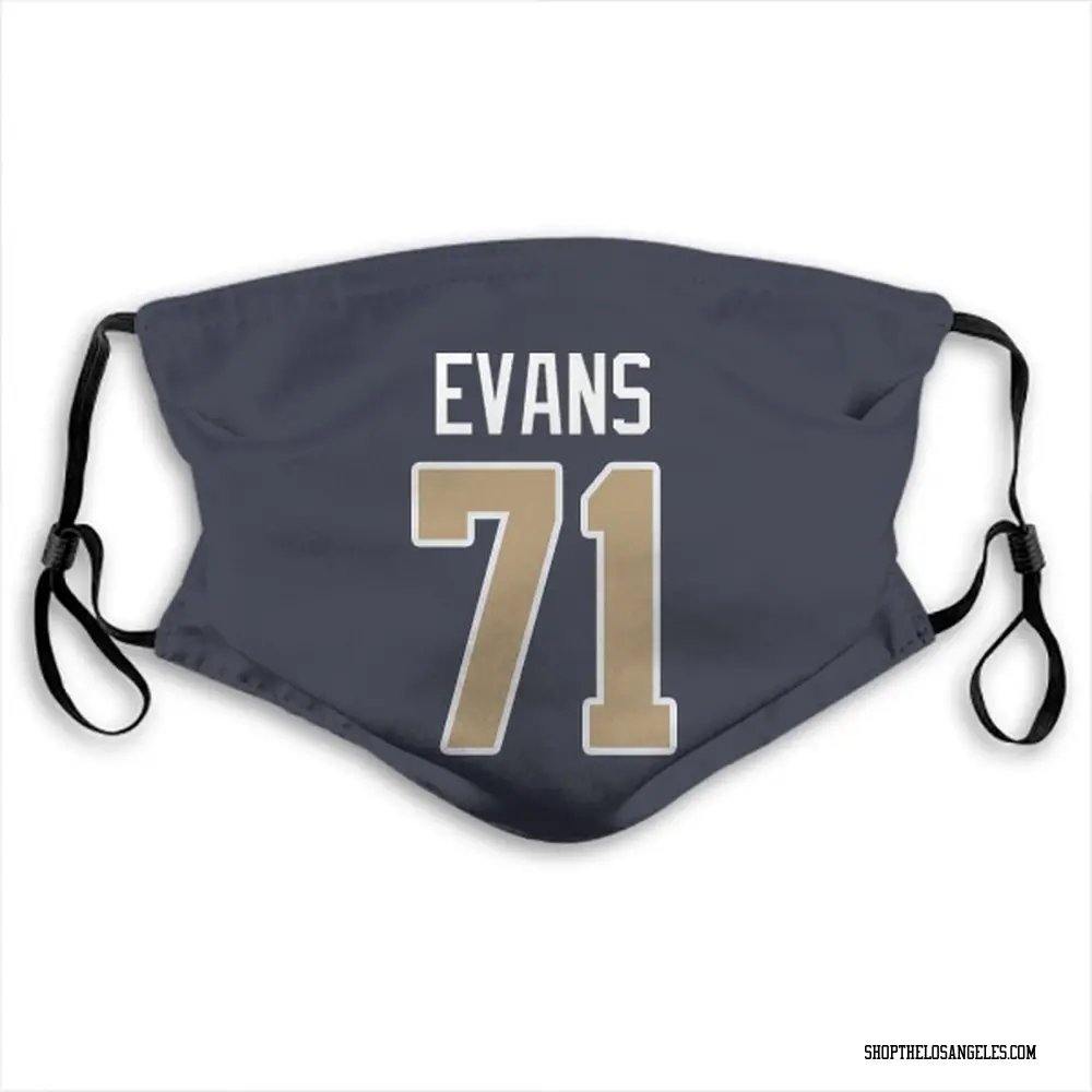 Bobby Evans Name & Number Navy Los Angeles Rams Face Mask