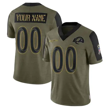 Custom Men's Limited Olive Los Angeles Rams 2021 Salute To Service Jersey