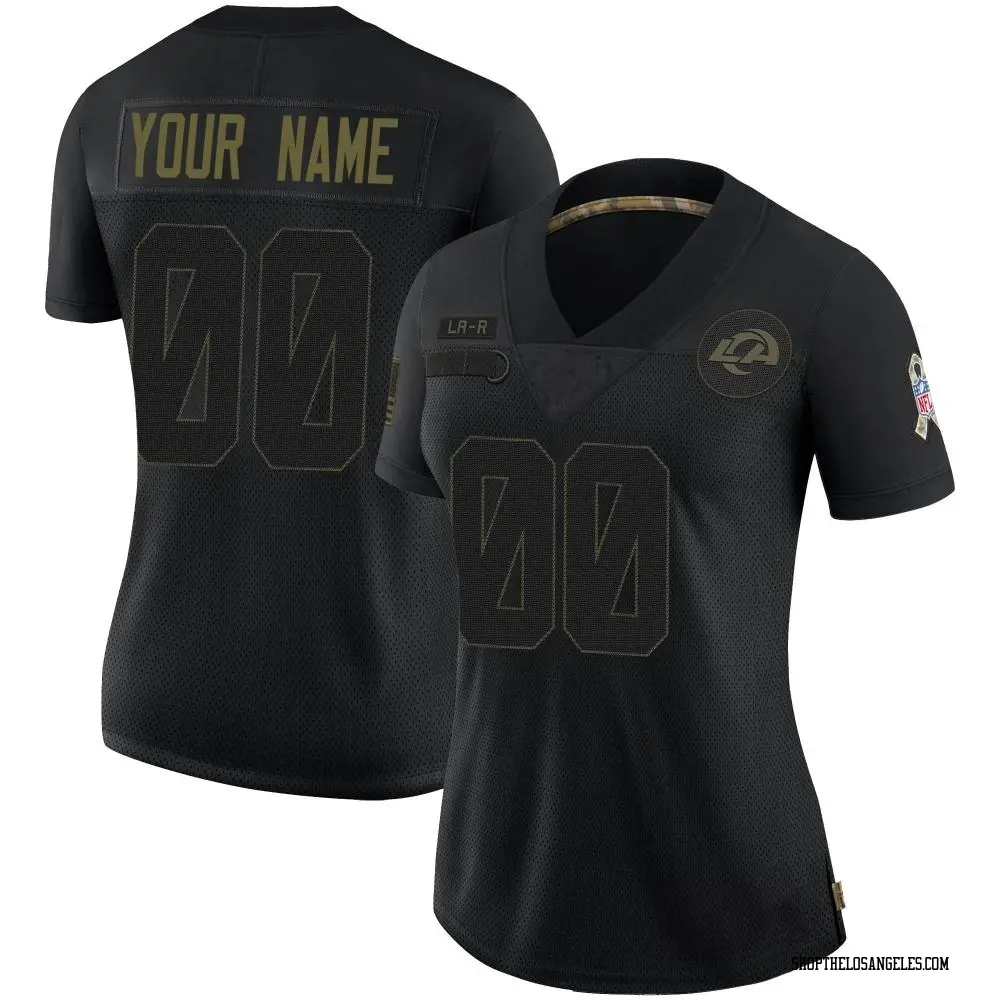Custom Women's Limited Black Los Angeles Rams 2020 Salute To Service Jersey