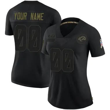 Custom Women's Limited Black Los Angeles Rams 2020 Salute To Service Jersey