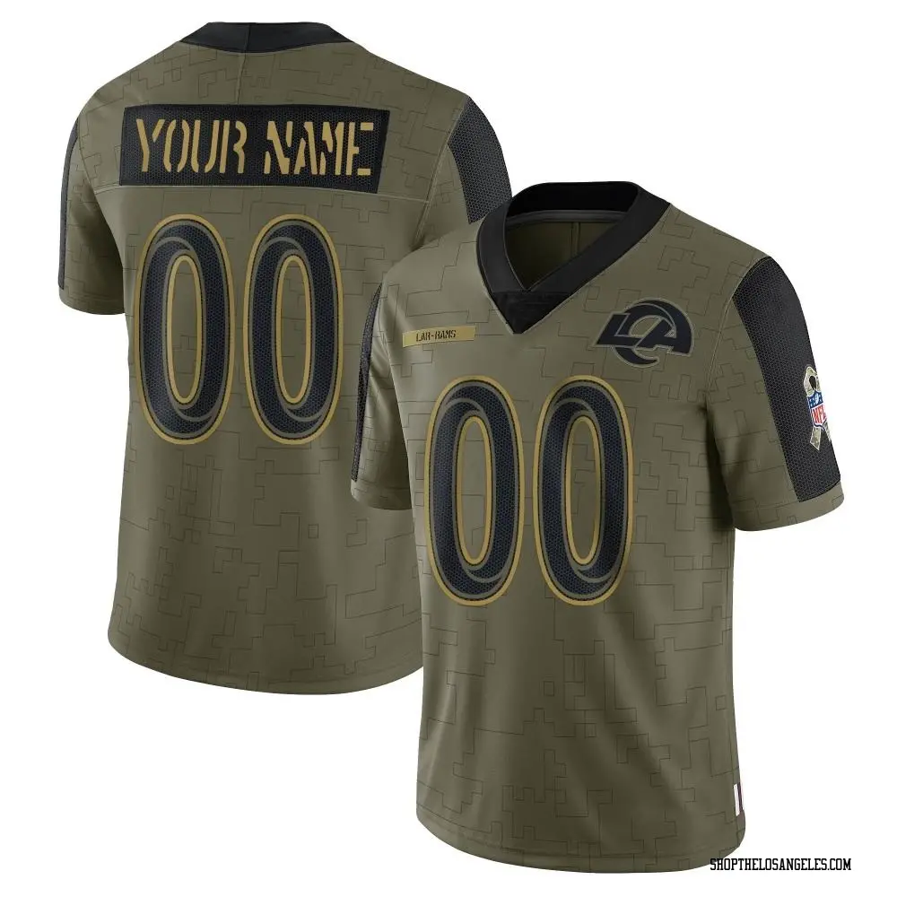 Custom Youth Limited Olive Los Angeles Rams 2021 Salute To Service Jersey