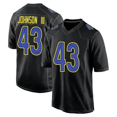 John Johnson III Men's Game Black Los Angeles Rams Fashion Jersey