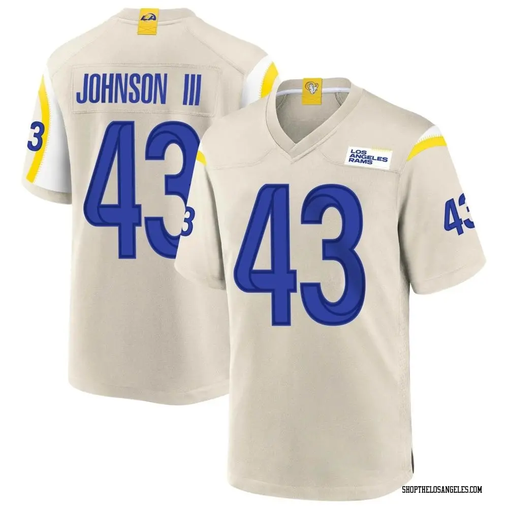 John Johnson III Men's Game Los Angeles Rams Bone Jersey