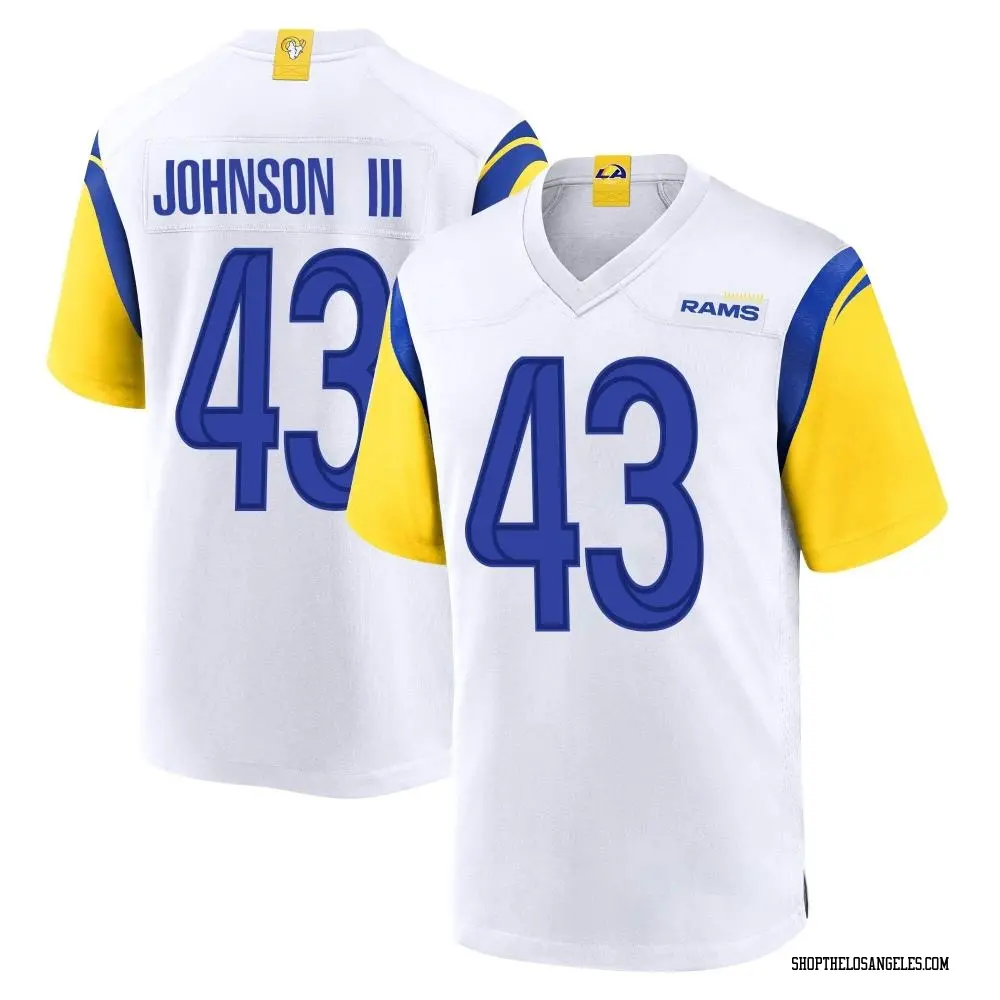 John Johnson III Men's Game White Los Angeles Rams Jersey