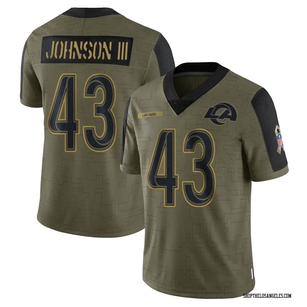 John Johnson III Men's Limited Olive Los Angeles Rams 2021 Salute To Service Jersey