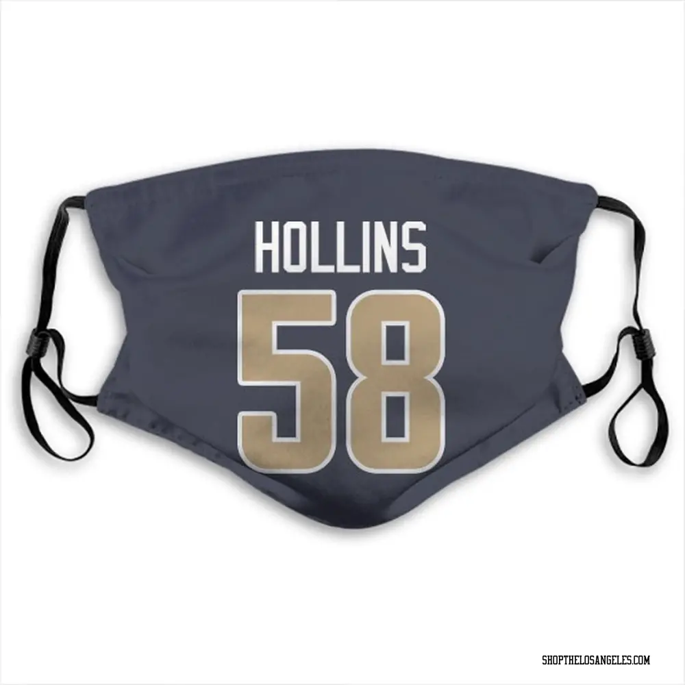 Justin Hollins Name & Number Navy Los Angeles Rams Face Mask