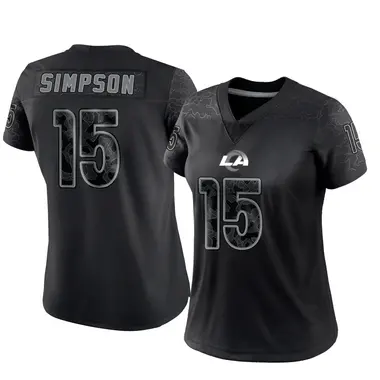 Ty Simpson Women's Limited Black Los Angeles Rams Reflective Jersey