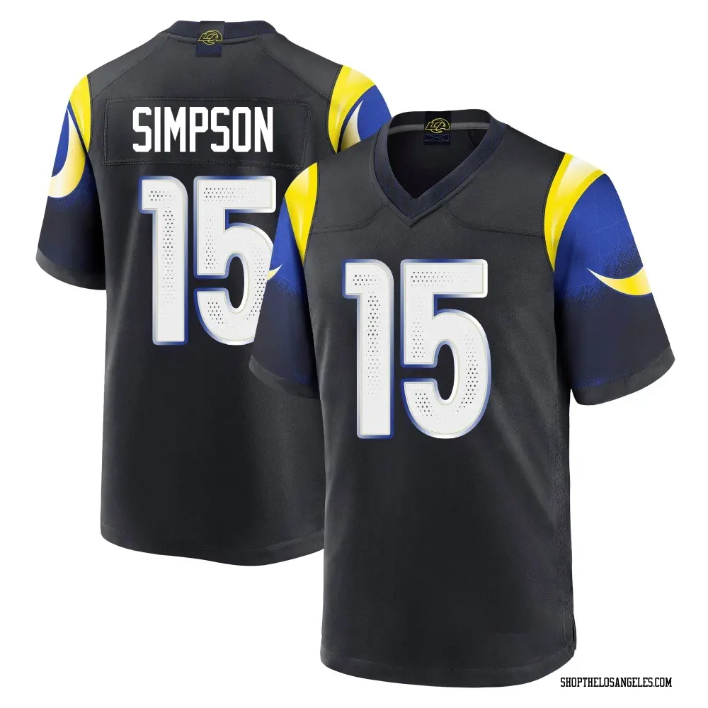 Ty Simpson Youth Game Blue Los Angeles Rams Midnight 2025 Rivalries Collection Jersey